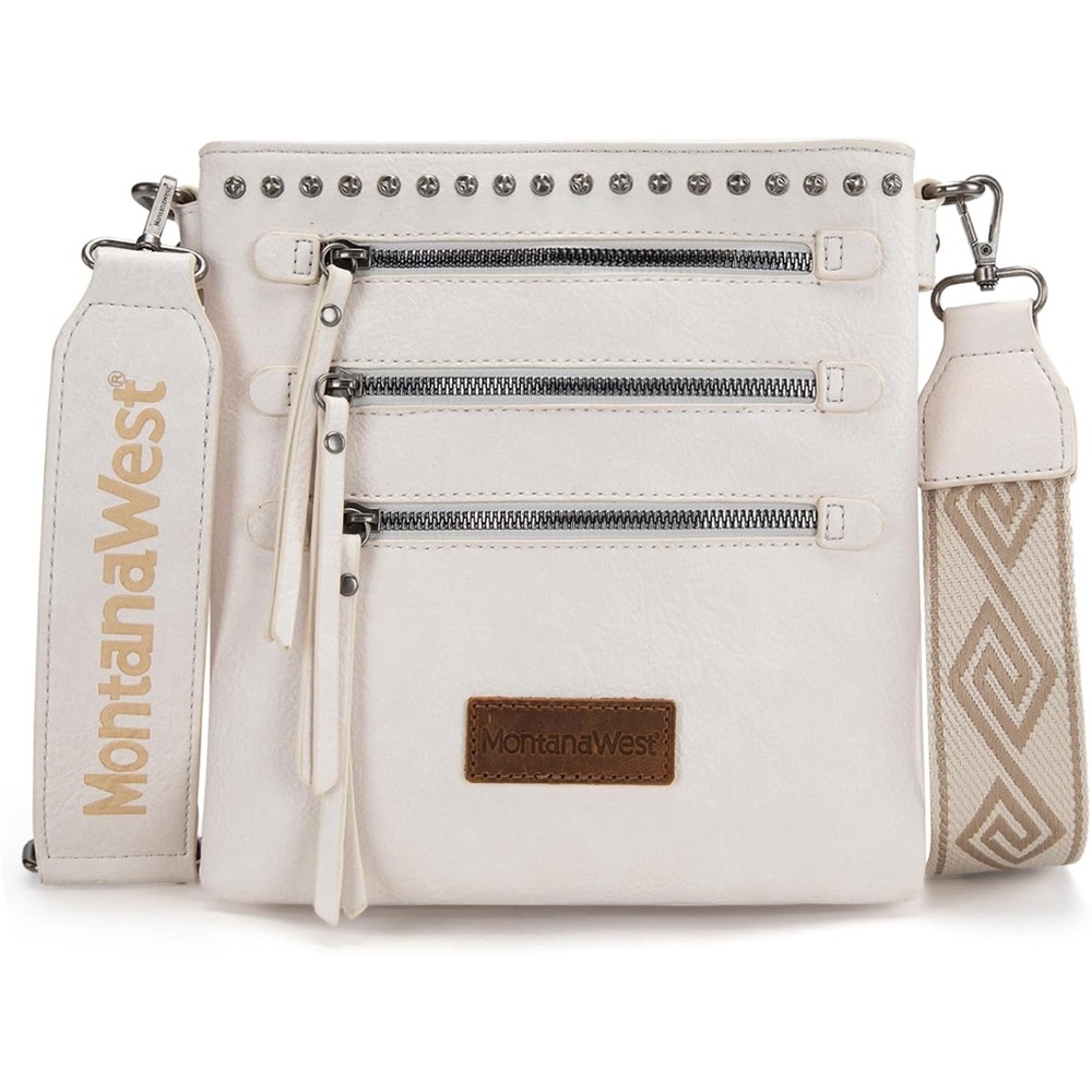Montana West Cream Crossbody Bag with Stud Accents